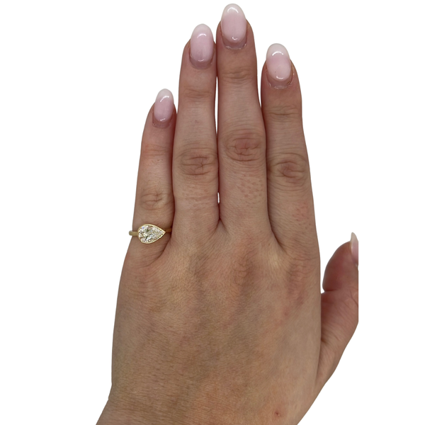 Lab-Grown Bezel E/W Pear Pinky Ring
