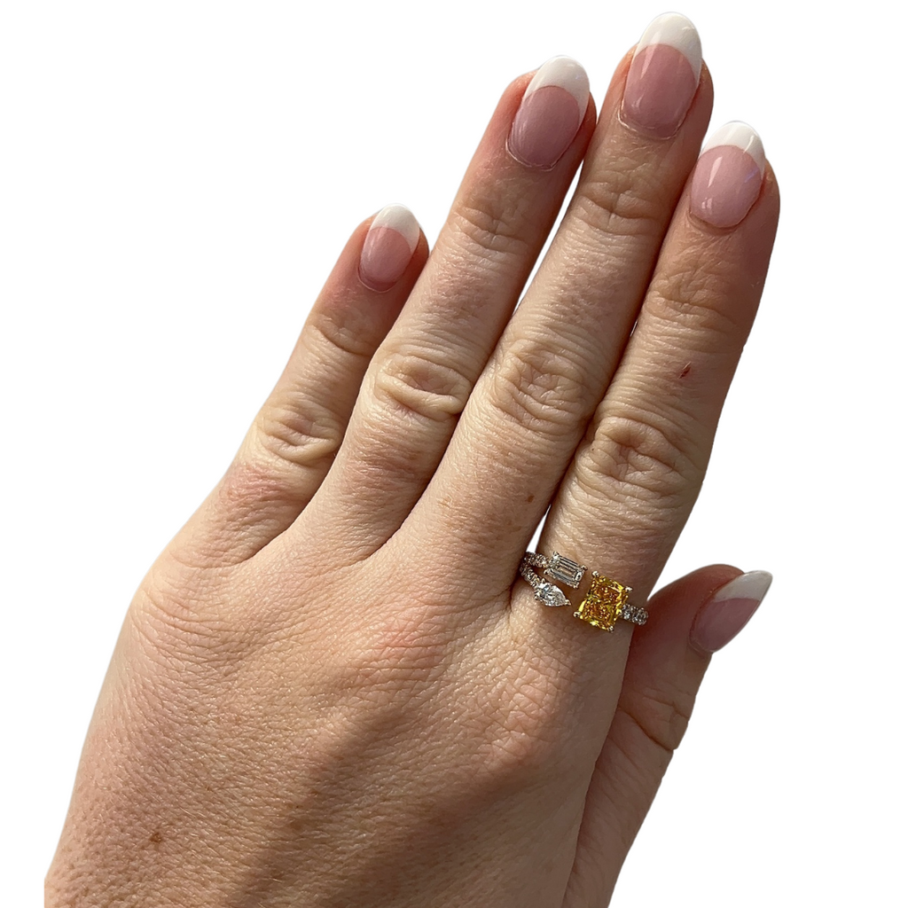 Lab-Grown Yellow Radiant Diamond Bypass Ring