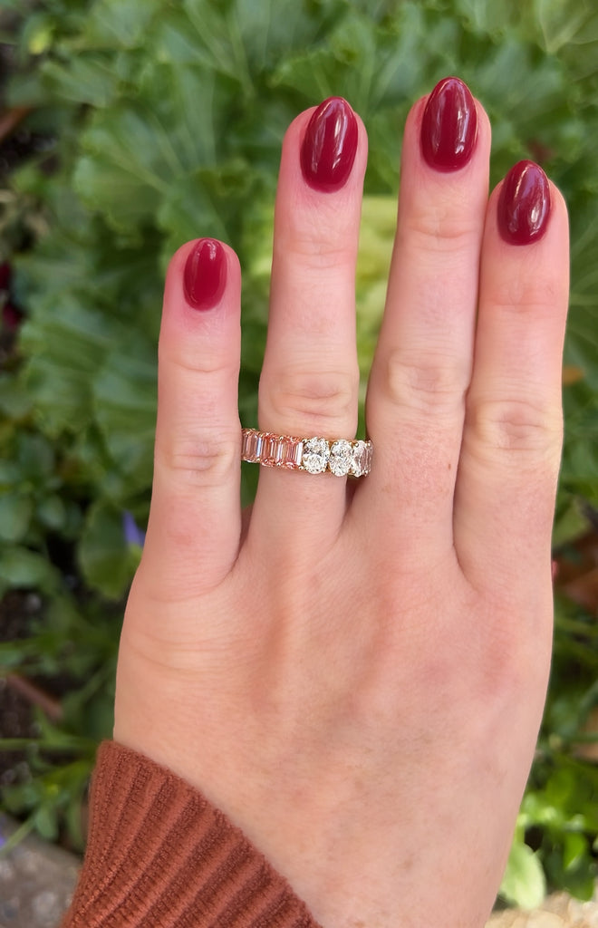Lab-Grown Oval/Pink Emerald Diamond Eternity Band – Dallas Diamond Bar