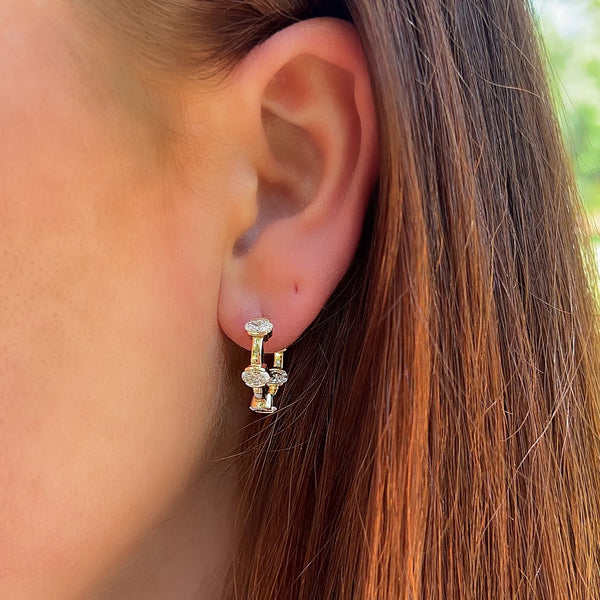 Lab-Grown East/West Oval Bezel Hoop Earrings