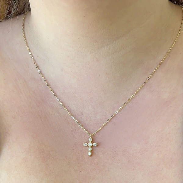 Antique Bezel Cross Necklace