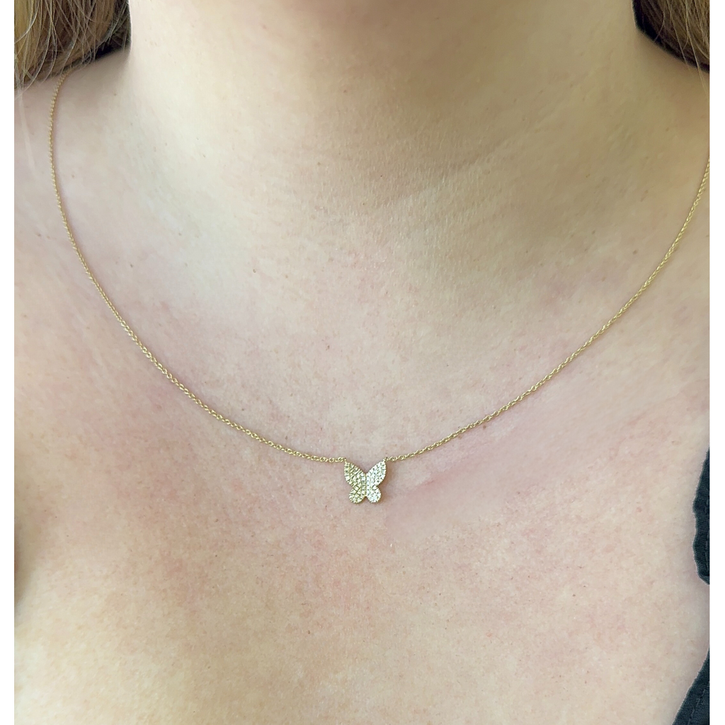 Pave Diamond Butterfly Necklace