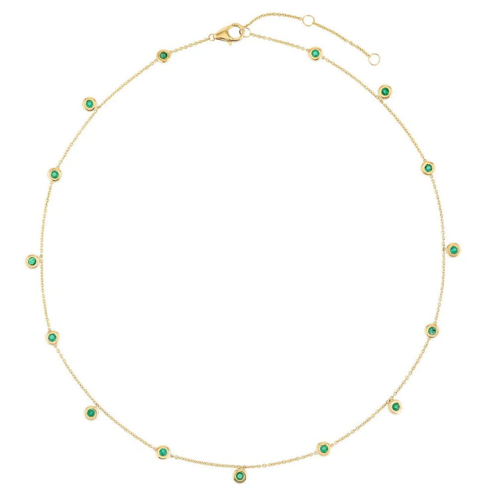 Bezel Emerald Station Necklace