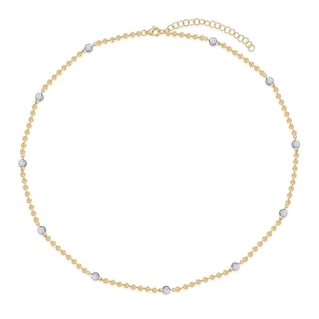 Two-Toned Diamond Station Beaded Necklace