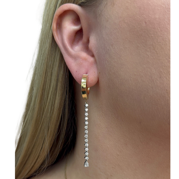 Gold Hoop Diamond Drop Earrings