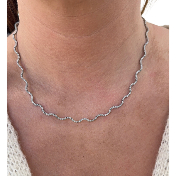 Diamond Wavy Tennis Choker