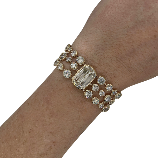 Lab-Grown Triple Row Georgian Set Criss Cut Bracelet