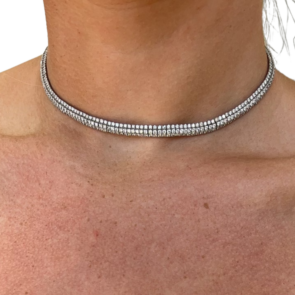 Triple Row Diamond Choker