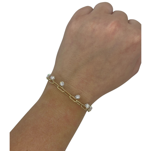 Lab-Grown Drilled Diamond Paperclip Link Bracelet