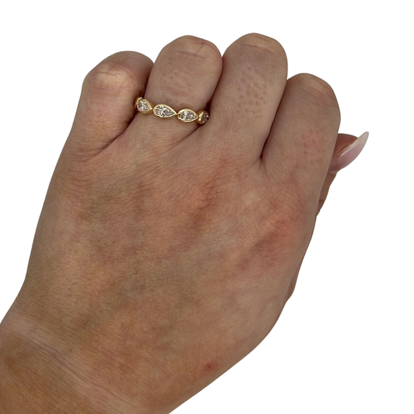 Lab-Grown E/W Bezel Pear Band on hand