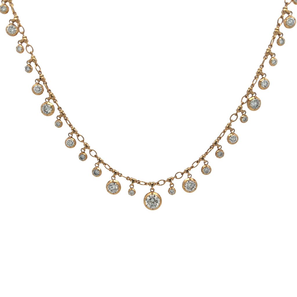 Lab-Grown Graduated Bezel Diamond Dangle Necklace