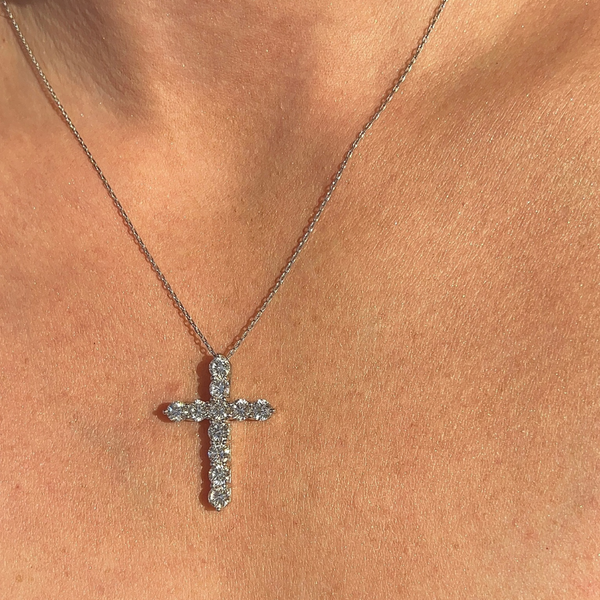 Lab-Grown Large Diamond Cross Necklace