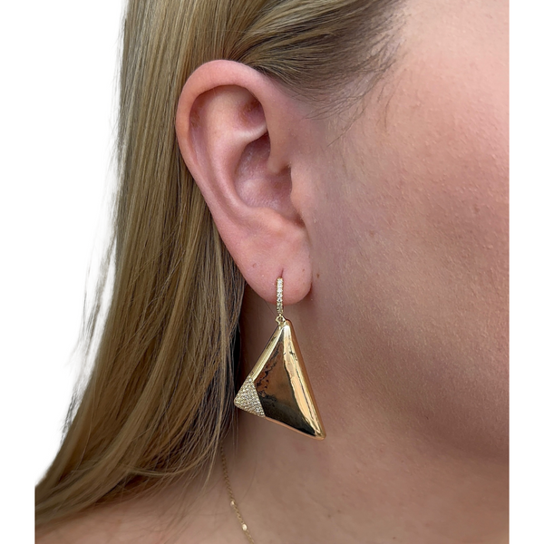Pavé Accent Geo Dangle Earrings in ear