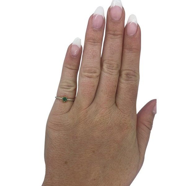 Diamond & Emerald Heart Pinky Ring