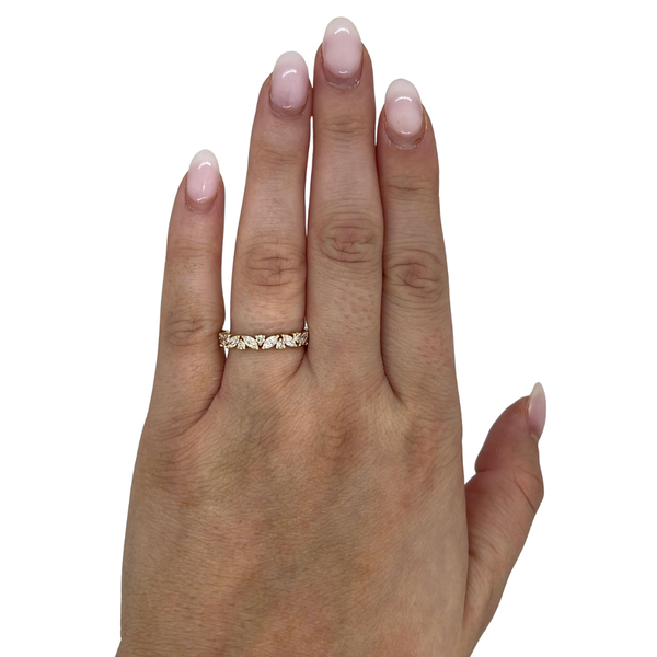 Lab-Grown Alternating Offset Marquise & Round Band on hand