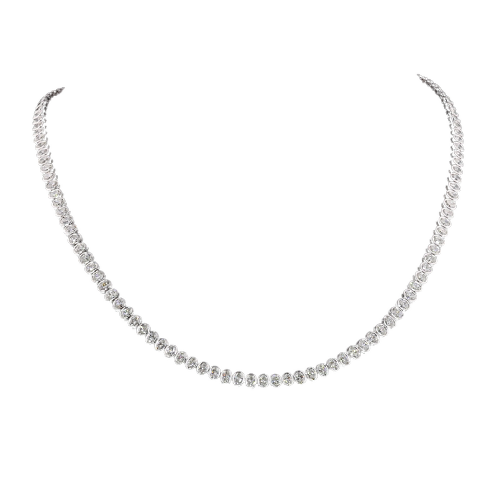 Lab-Grown Bezel Oval Tennis Necklace