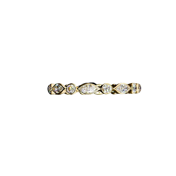 Lab-Grown Bezel Marquise & Round Eternity Band