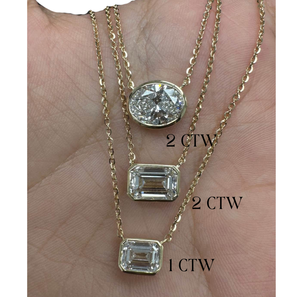 Lab-Grown Fancy Shaped Bezel Pendant Necklace