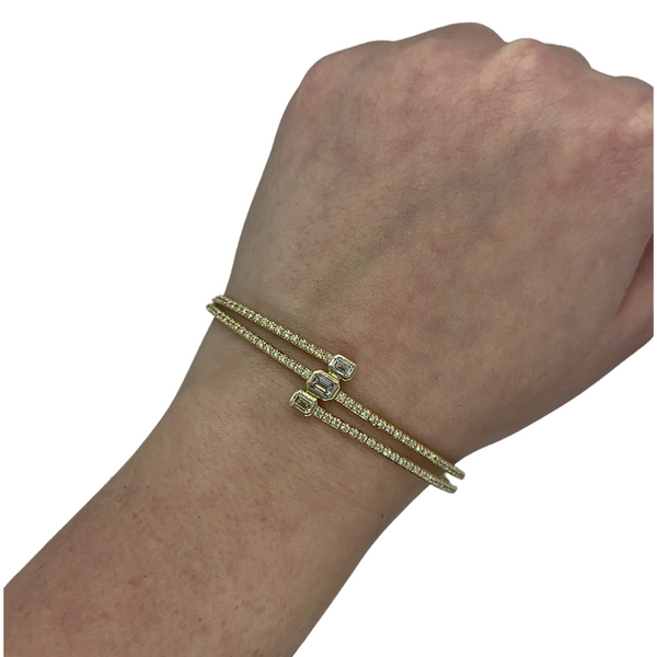 Bezel Triple Emerald Cuff Bracelet