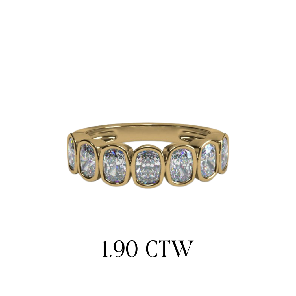 Lab-Grown Bezel Elongated Cushion Band