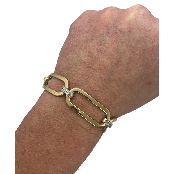 Gold & Diamond Paper Clip Link Bracelet