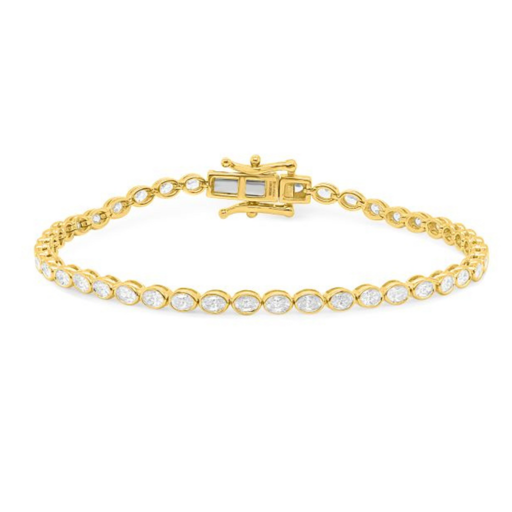 Lab-Grown 2 CTW E/W Bezel Oval Tennis Bracelet