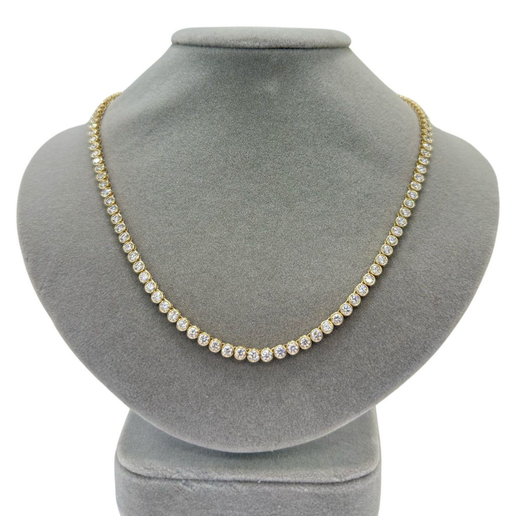 Lab-Grown Bezel Round Tennis Necklace
