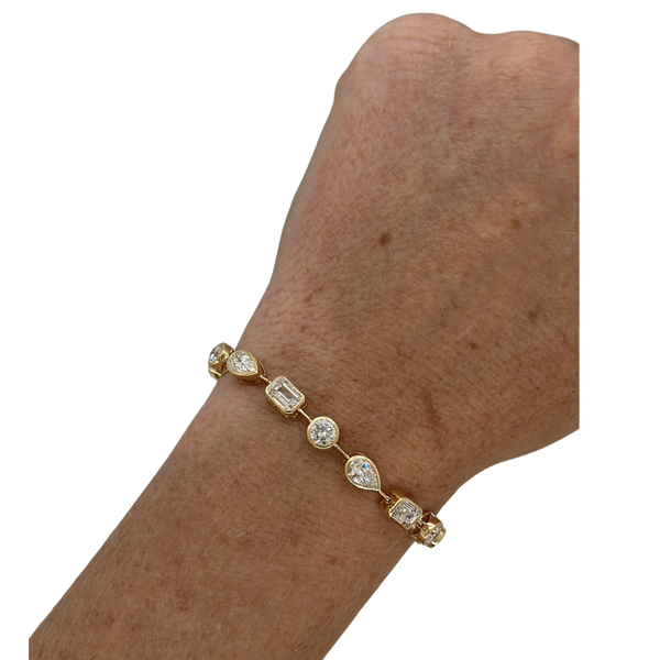 Lab-Grown Negative Space Bezel Set Multi-Shape Tennis Bracelet