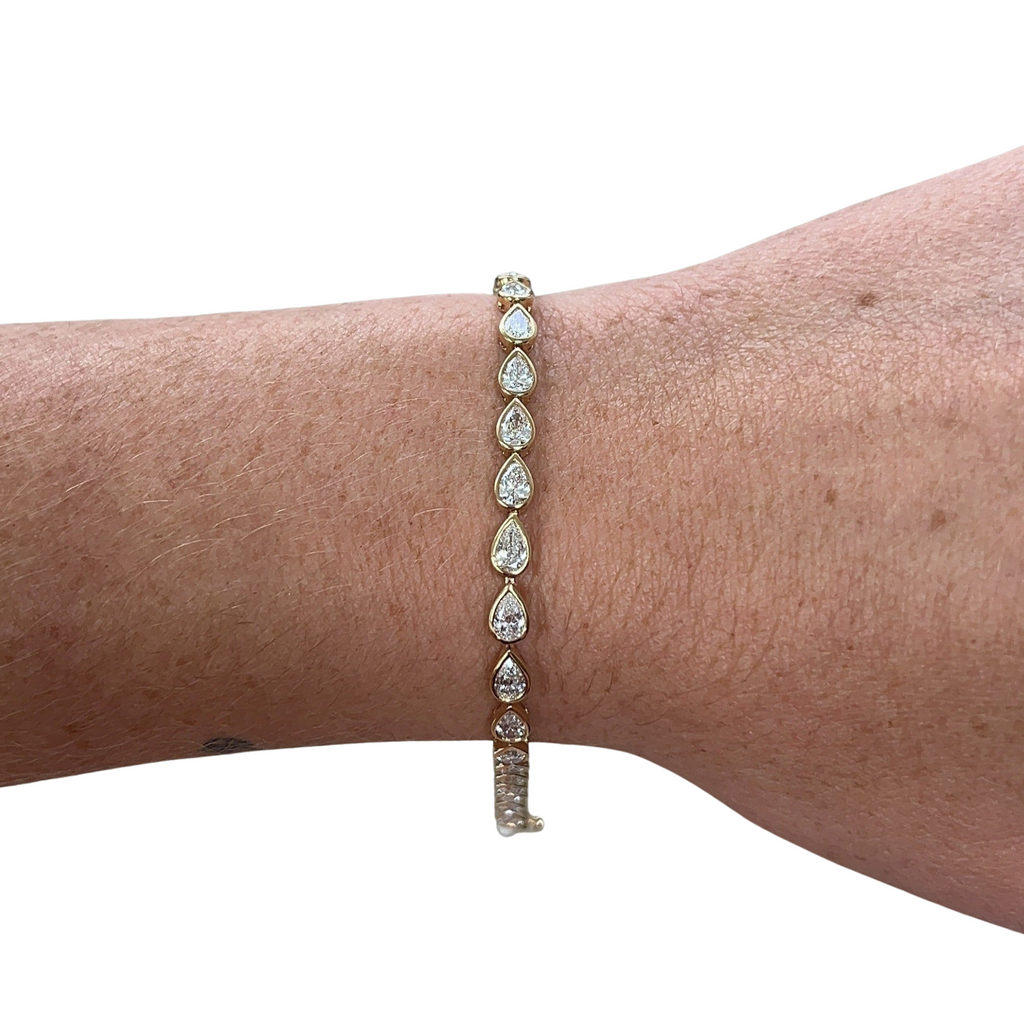 Lab-Grown East/West Pear Bezel Tennis Bracelet