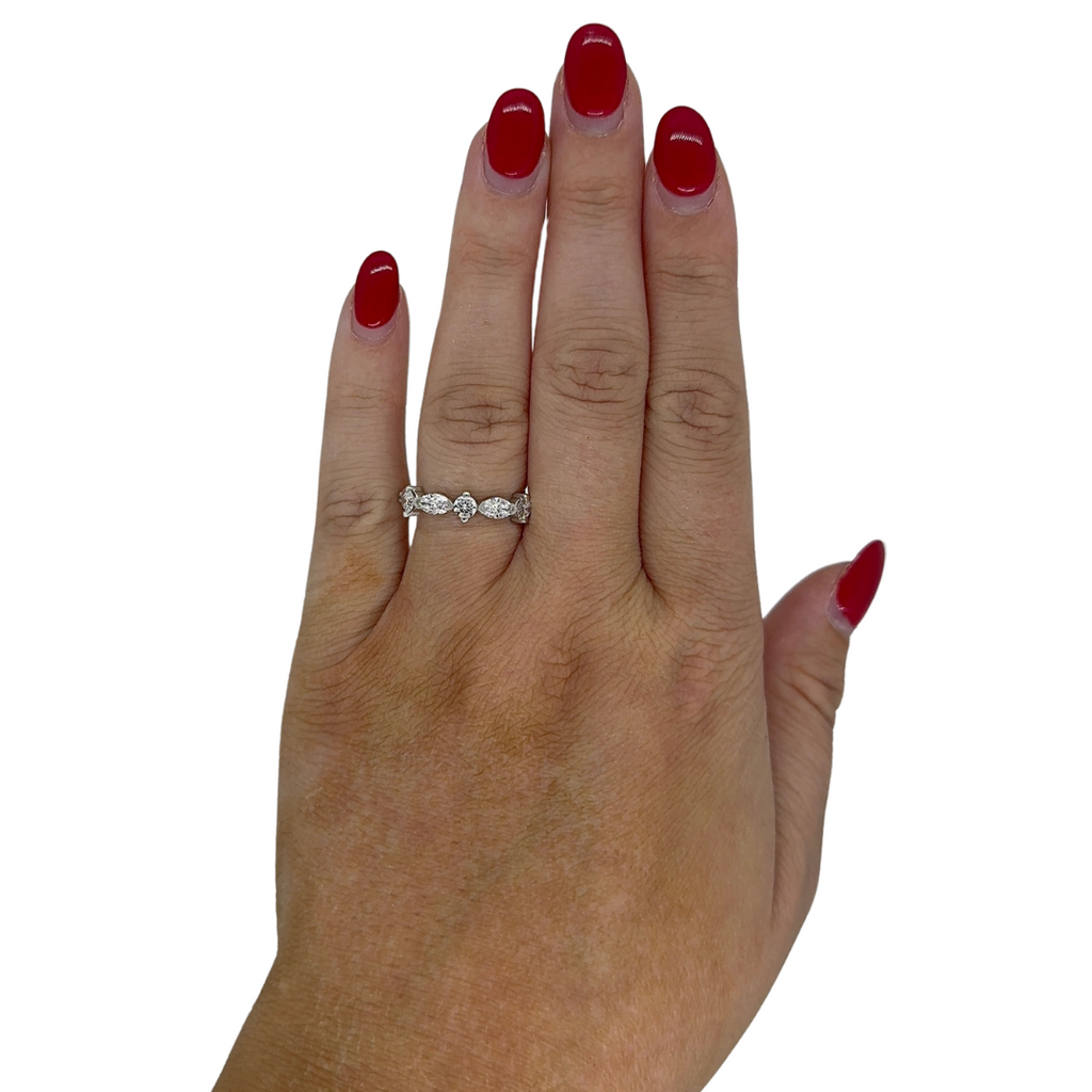 Lab-Grown E/W Marquise & Round Band