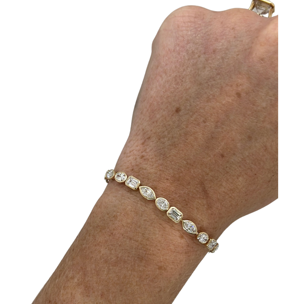 Lab-Grown Bezel Set Multi-Shape Tennis Bracelet
