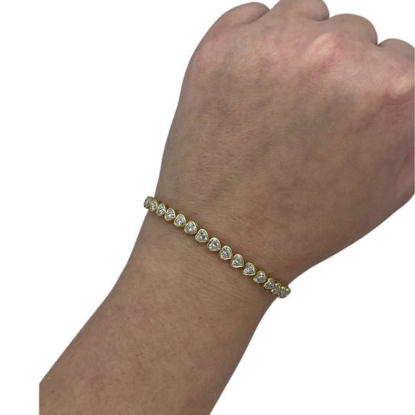 Bezel Set East/West Heart Lab-Grown Tennis Bracelet