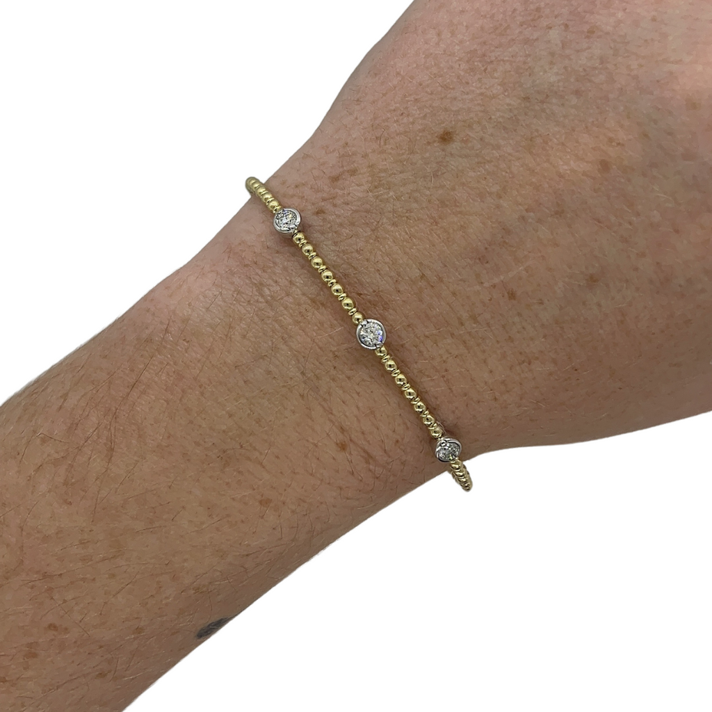 Two Tone Bezel Beaded Bangle