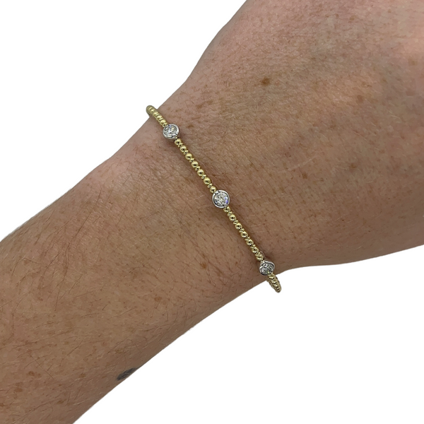 Two Tone Bezel Beaded Bangle