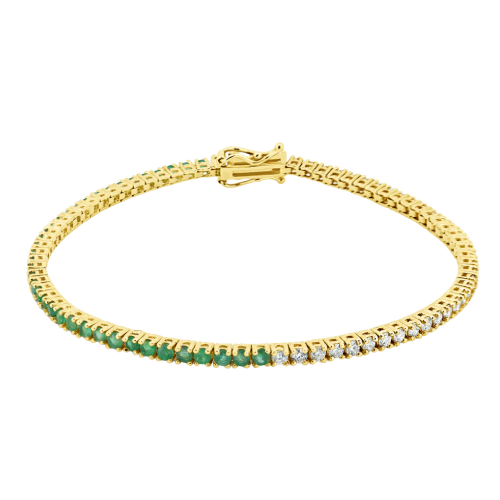 Emerald Gemstone & Diamond Tennis Bracelet
