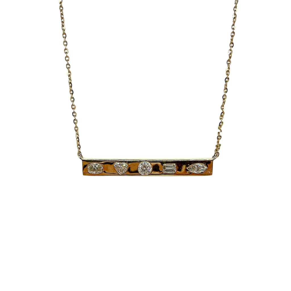 Lab-Grown Mixed Shape Glossy Bar Necklace