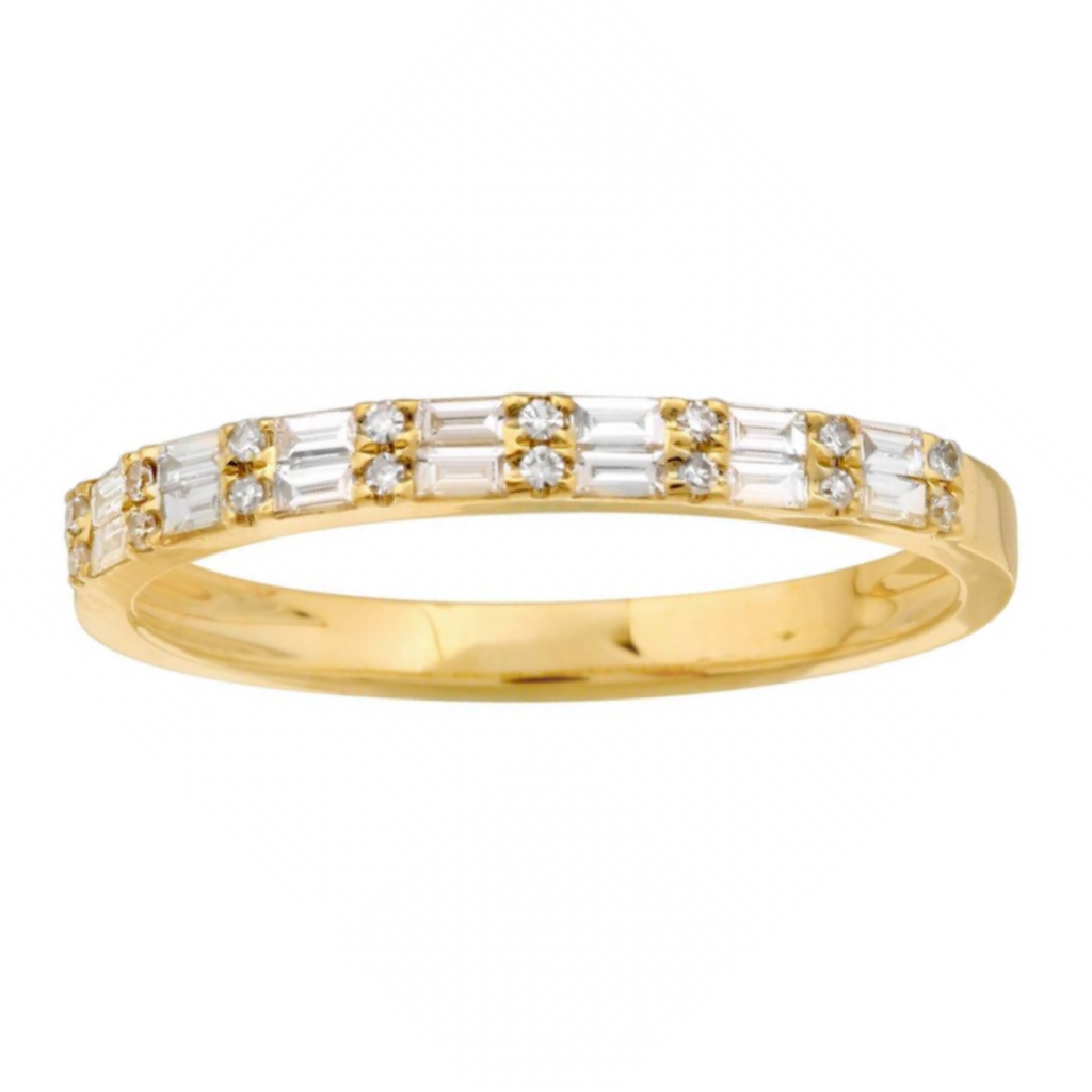 East/West Double Row Baguette & Round Band