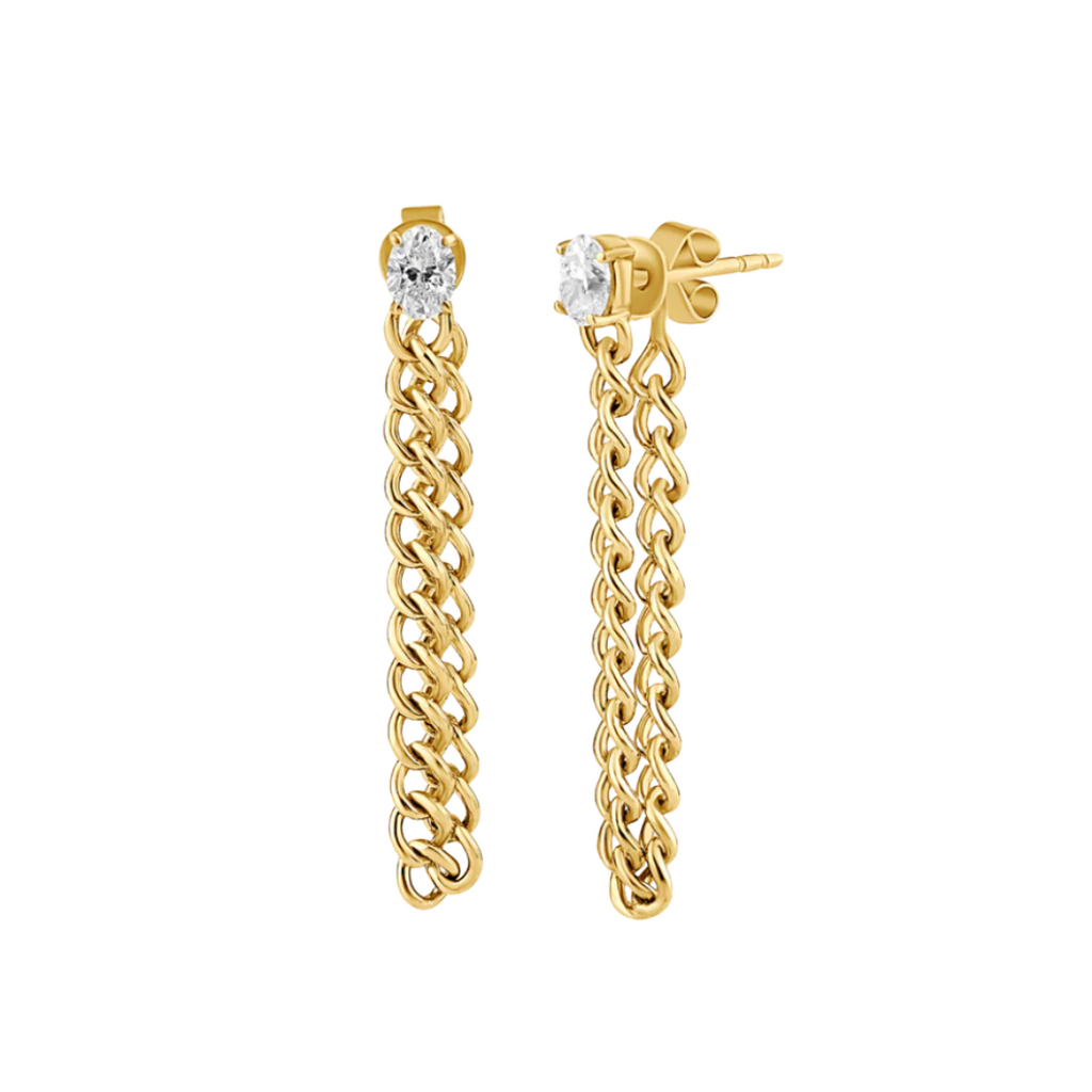 Fancy Shape Diamond Chain Dangle Earrings