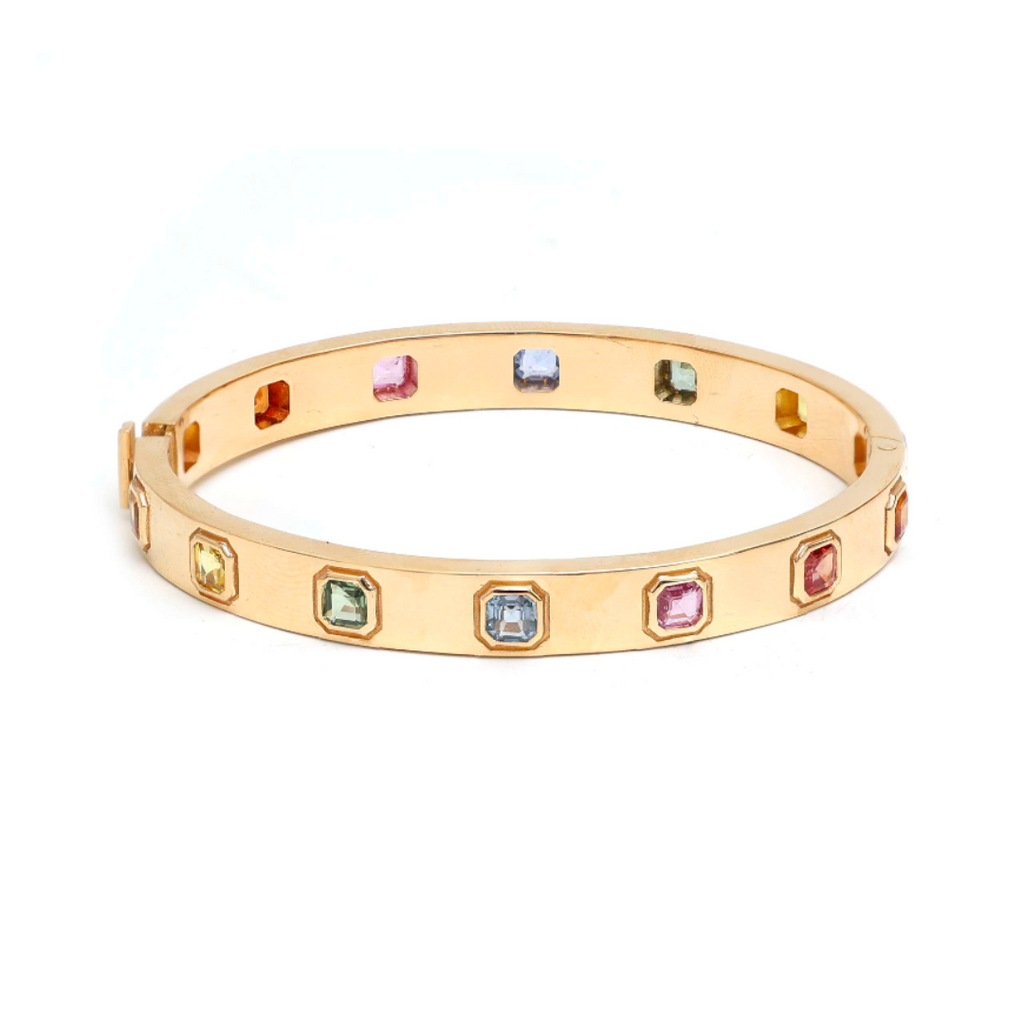 Rainbow Sapphire Inlay Bezel Bangle