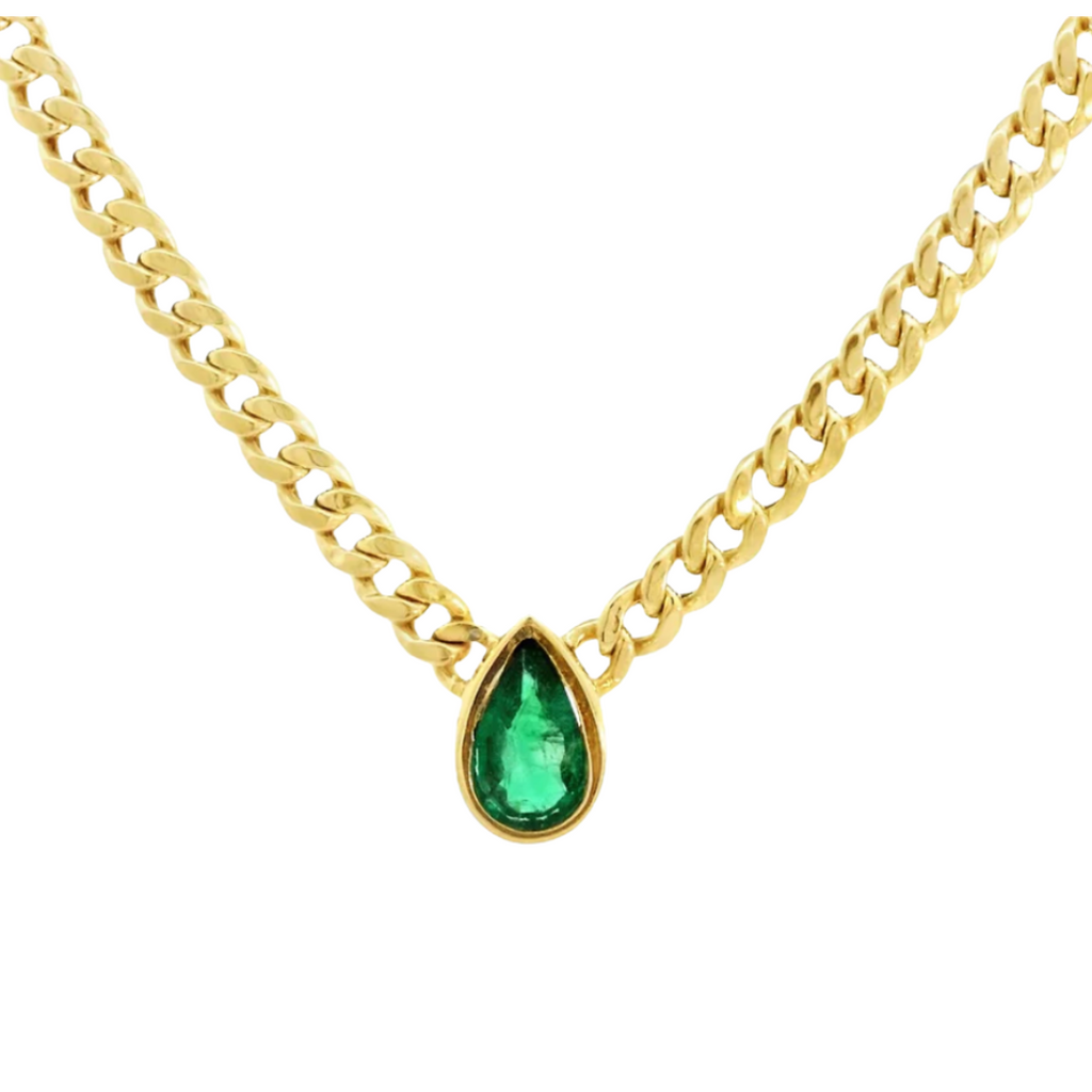 Emerald Gemstone Bezel Necklace