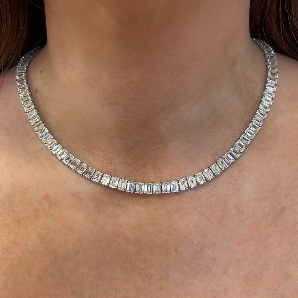 Jumbo Lab-Grown Emerald-Cut Tennis Necklace