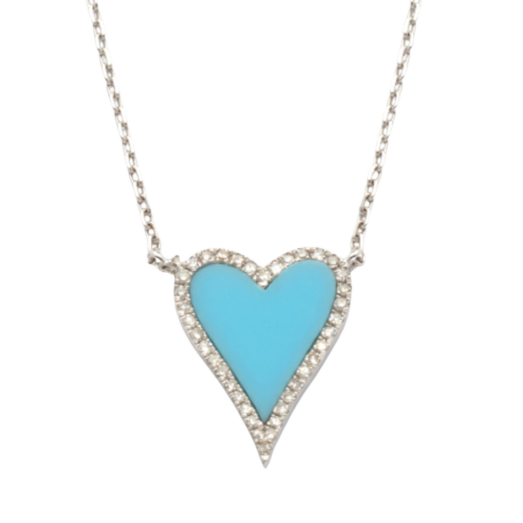 Diamond & Turquoise Heart Necklace