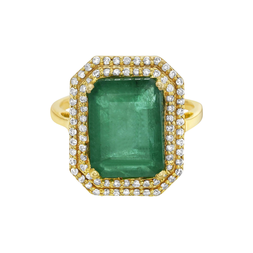 Emerald Gemstone & Diamond Cocktail Ring