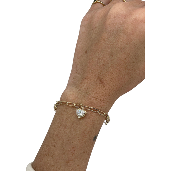 Lab-Grown Starburst Bezel Multi-Shape Paperclip Charm Bracelet