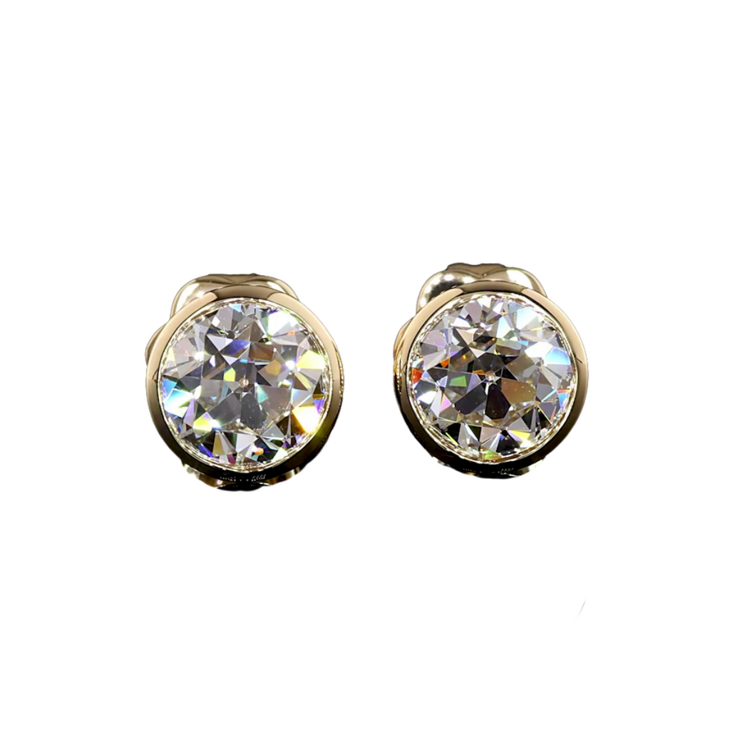 Lab-Grown Old Euro Round Bezel Studs