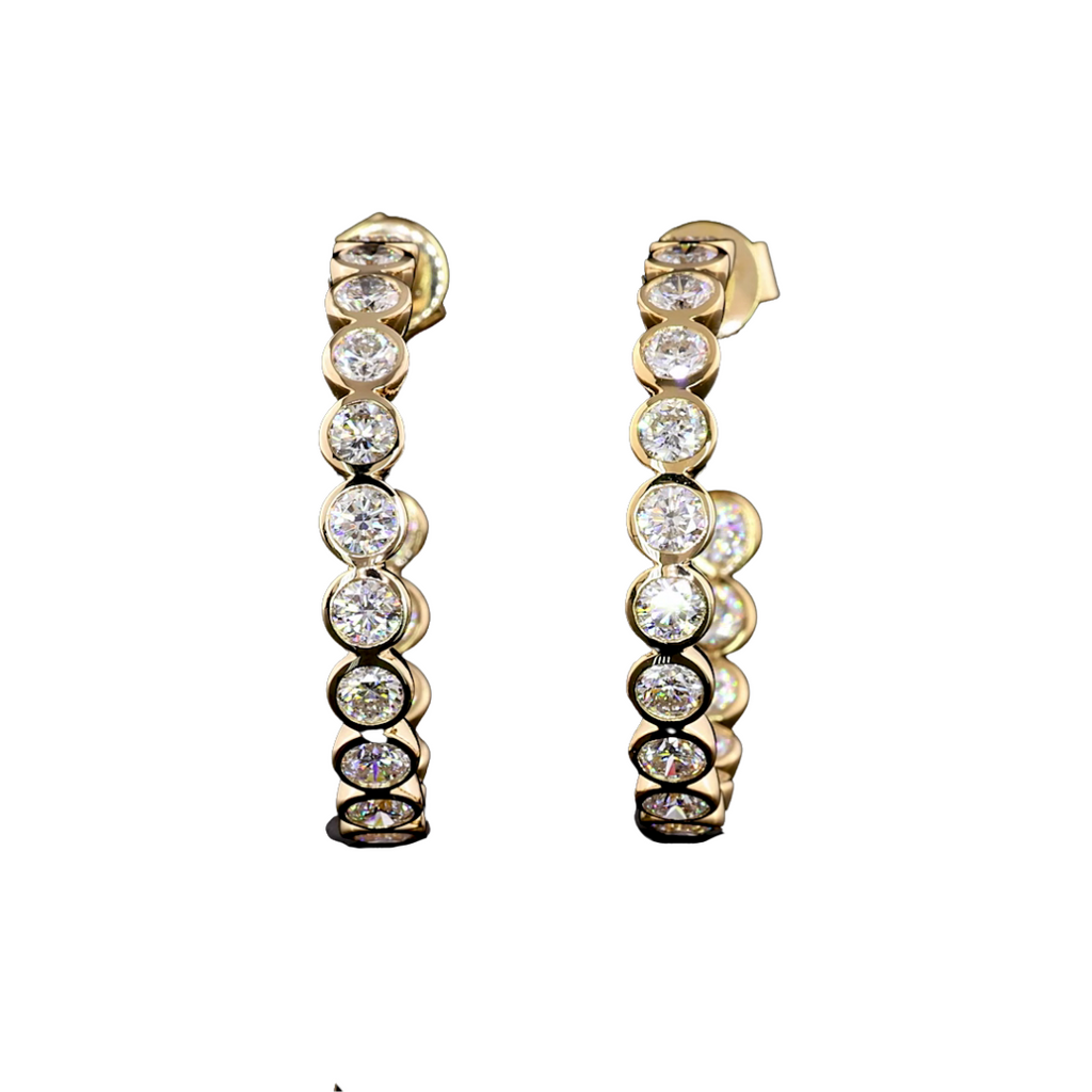 Lab-Grown Bezel Round Hoops