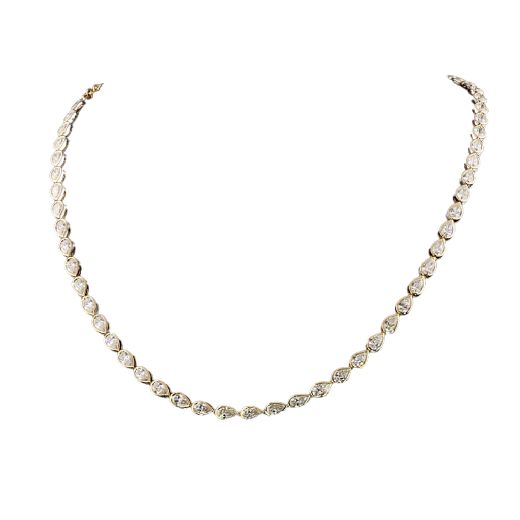 Lab-Grown E/W Bezel Pear Tennis Necklace