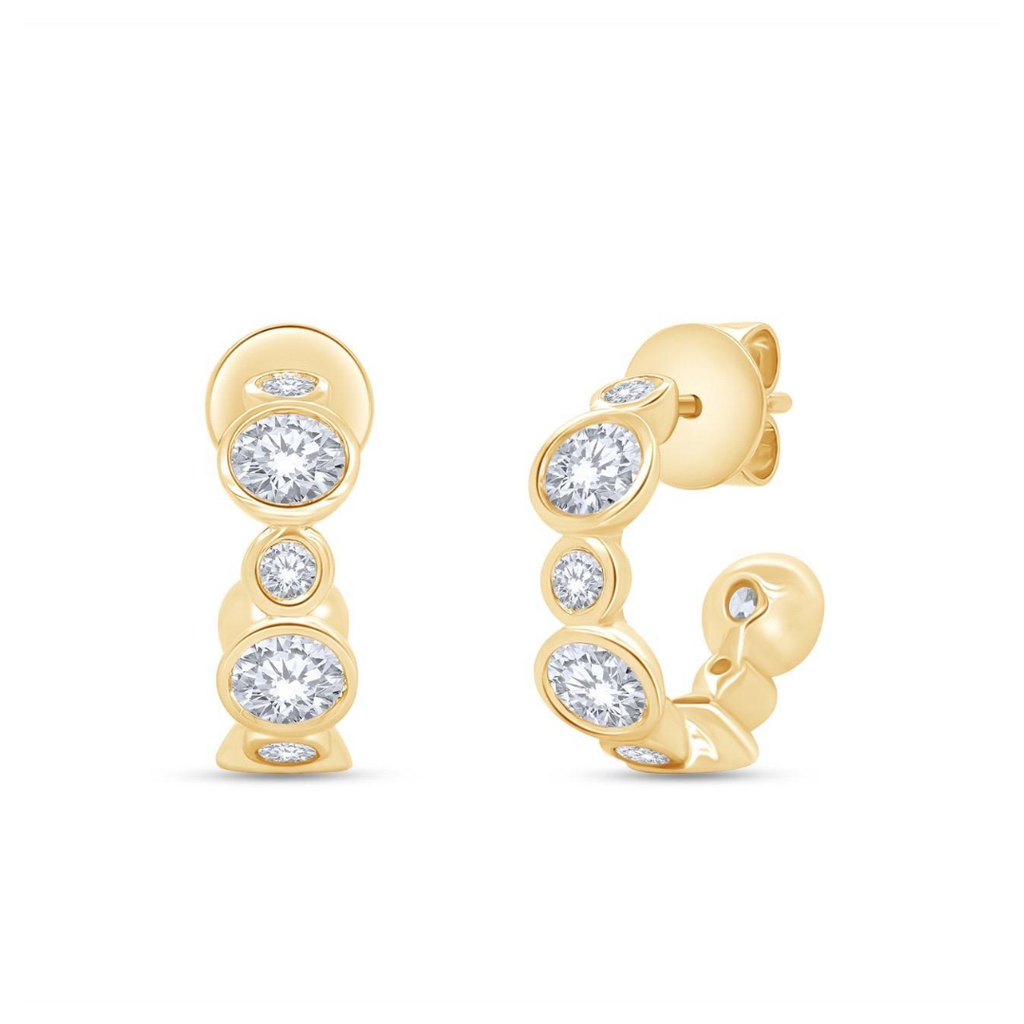Alternating Round Bezel Hoops