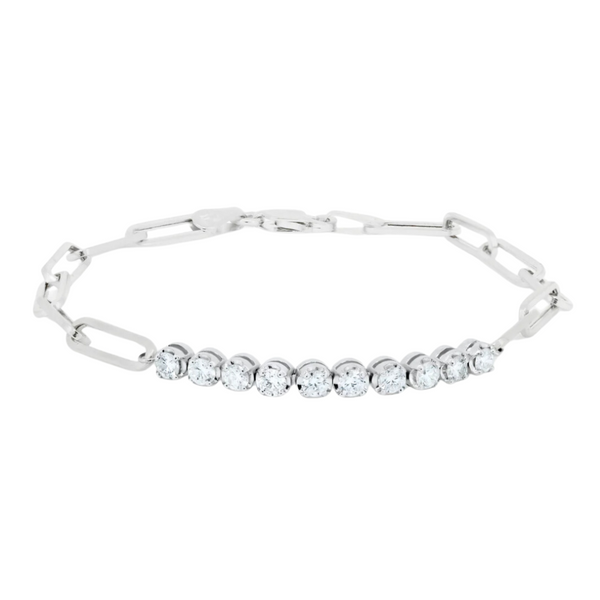 Round Diamond Paperclip Chain Bracelet