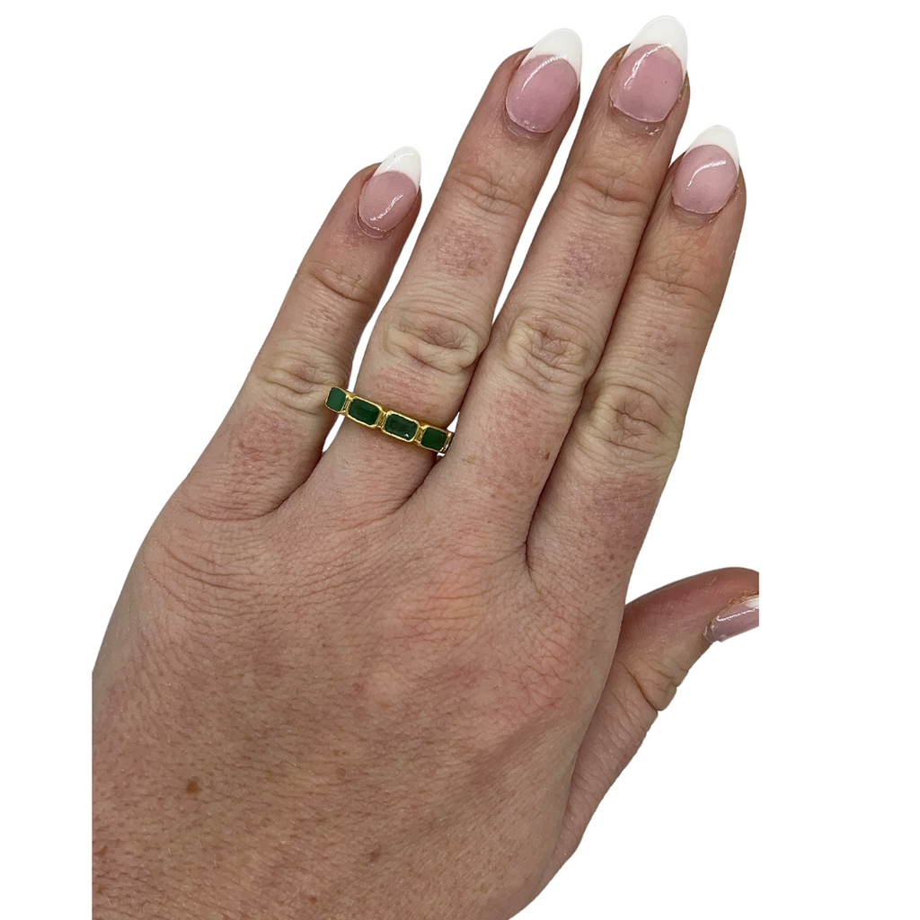 East/West Bezel Emerald Band